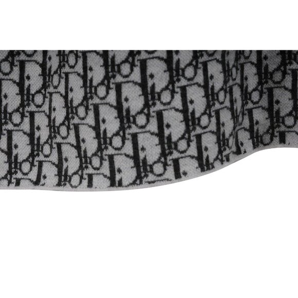 Dior Mens Oblique Logo Mock Neck Sweater Large Gray Black 100% Cashmere Pullover - Picture 7 of 10